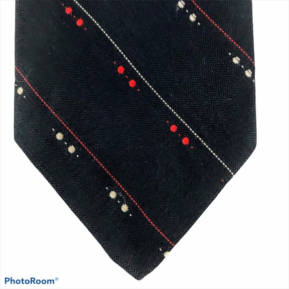 Tie Navy Red White Polyester 3” Wide Vintage - Picture 5 of 9